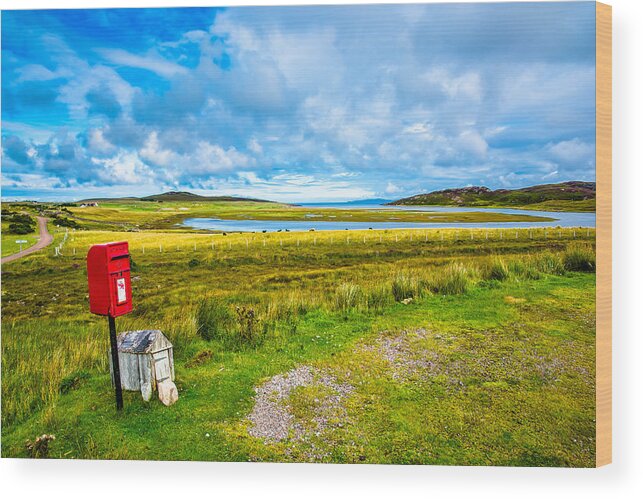 Royal Mail Wood Print featuring the photograph Remote Mailbox in Scotland by Andreas Berthold