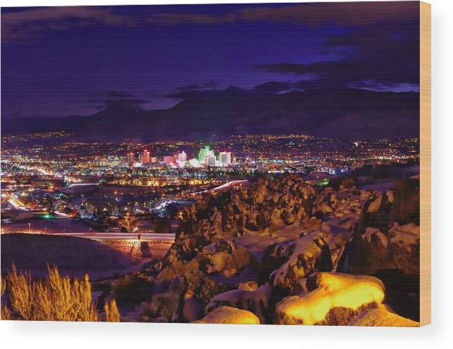 Downtown Reno Wood Print featuring the photograph Reno Winter by Scott McGuire