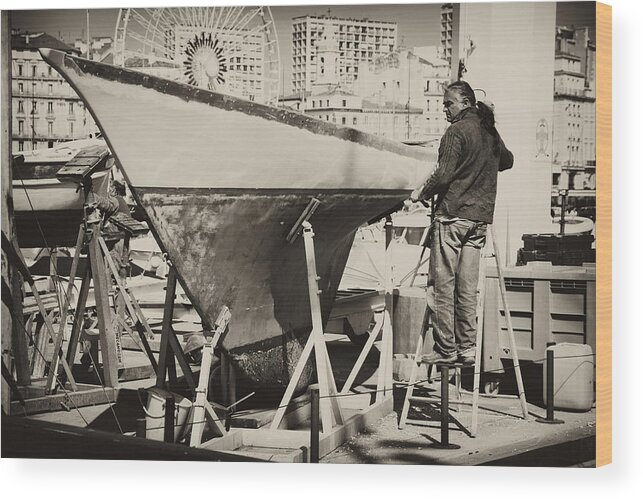 Boat Wood Print featuring the photograph Repairing a Hull by Hugh Smith