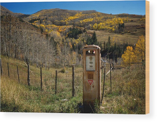 Gas Pump Wood Print featuring the photograph Rest Stop by Mary Lee Dereske
