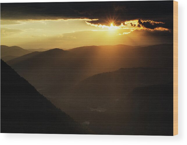 Eagle's Eye Wood Print featuring the photograph Rhodope Mountains at sunset by Steve Somerville