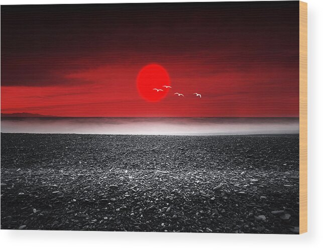 Sunset Wood Print featuring the photograph Ride On Time by Philippe Sainte-Laudy