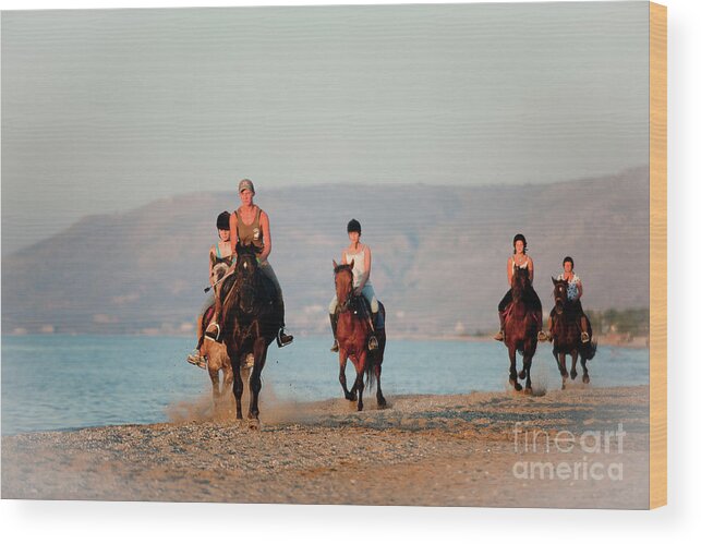 Horse Horseback Riding Wood Print featuring the photograph Riders on the Beach by Rich S