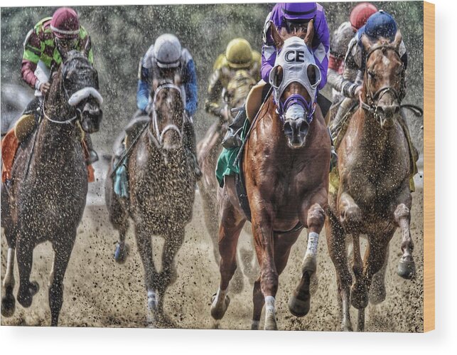 Race Horses Wood Print featuring the photograph Right at You by Jeffrey PERKINS