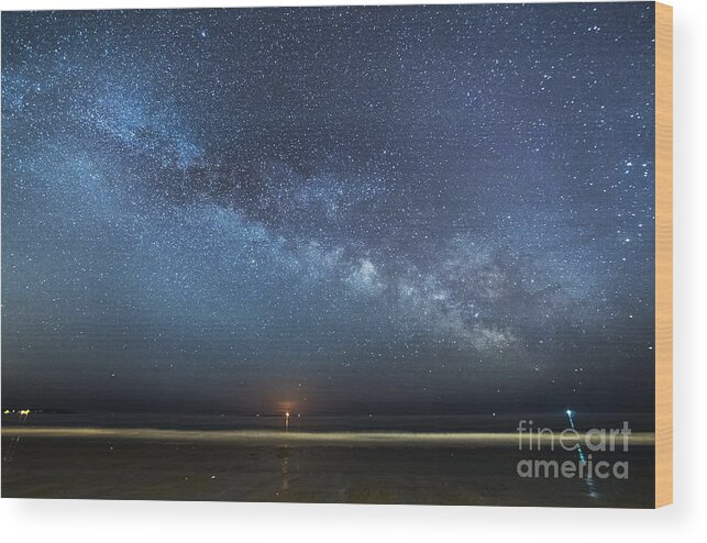 Rising Tide Wood Print featuring the photograph Rising Tide Rising Moon Rising Milky Way by Patrick Fennell