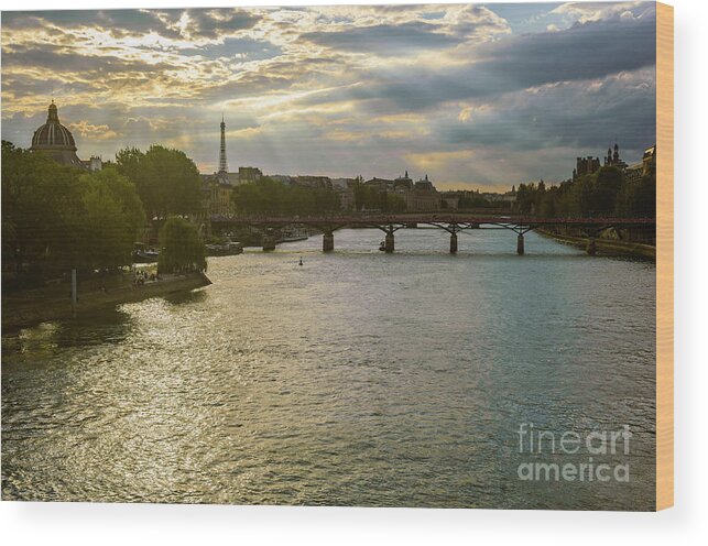 Architecture Wood Print featuring the photograph River Seine at Dusk by Paul Warburton