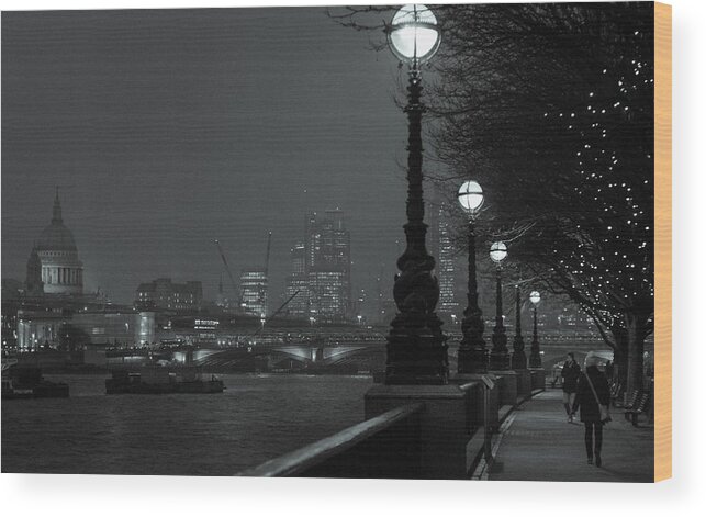 River Wood Print featuring the photograph River Thames Embankment, London 2 by Perry Rodriguez