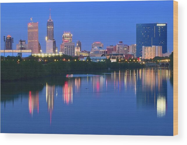 Indianapolis Wood Print featuring the photograph Riverside View of Indianapolis by Frozen in Time Fine Art Photography