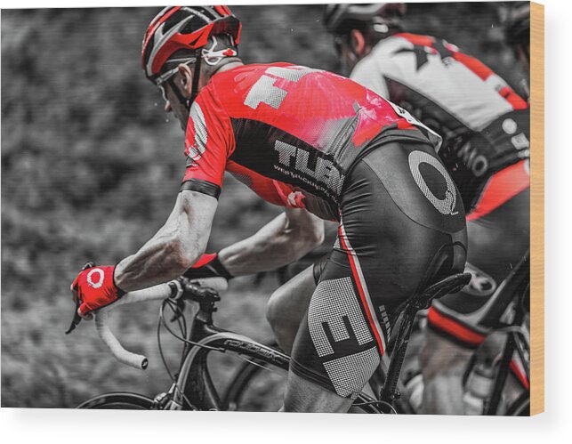 Action Wood Print featuring the photograph Road Bike Racing by Peter Lakomy
