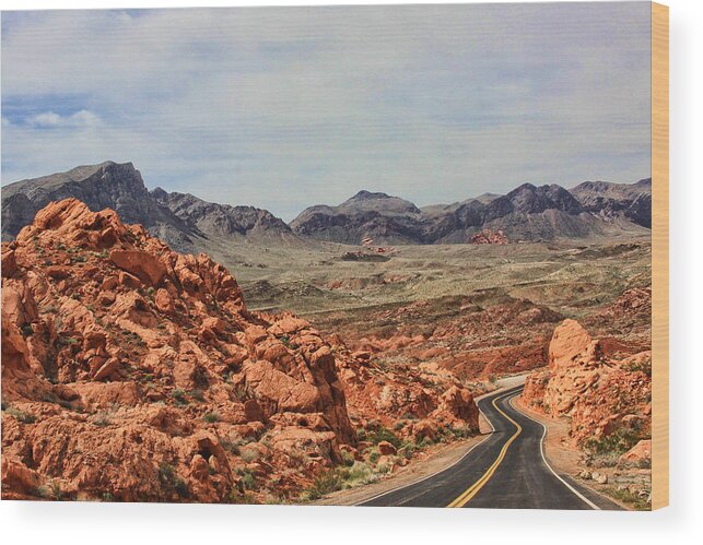 Desert Wood Print featuring the photograph Road to fire by Tammy Espino