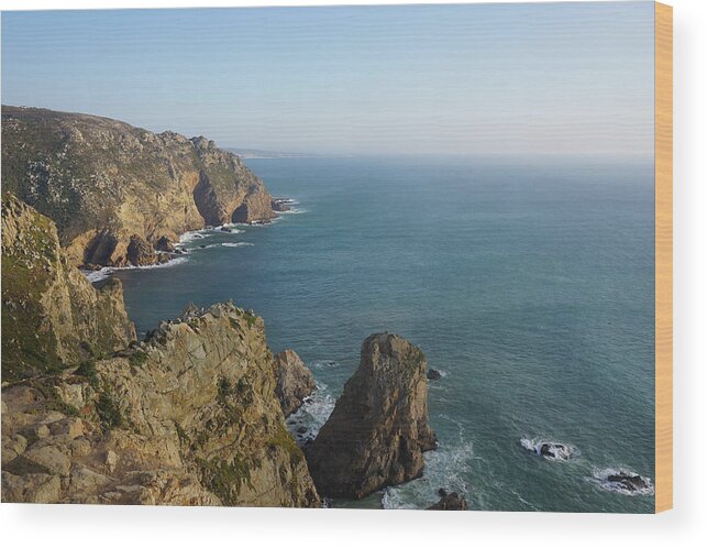 Cabo Da Roca Wood Print featuring the photograph Rocks near to Cabo da Roca by Piotr Dulski