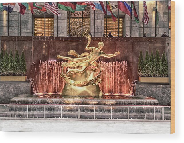 Rockefeller Center Wood Print featuring the photograph Rockefeller Center by Alison Frank