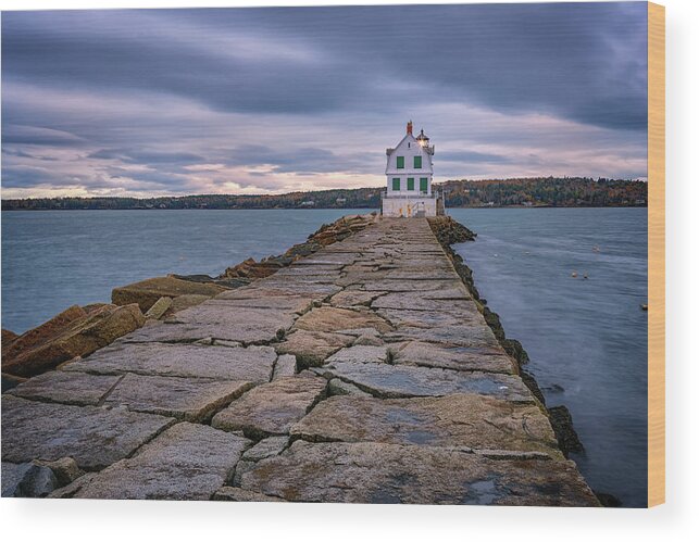 Rockland Wood Print featuring the photograph Rockland Harbor Breakwater Light by Rick Berk