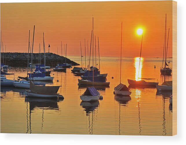 Rockport Wood Print featuring the photograph Rockport MA boats Rockport Harbor by Toby McGuire