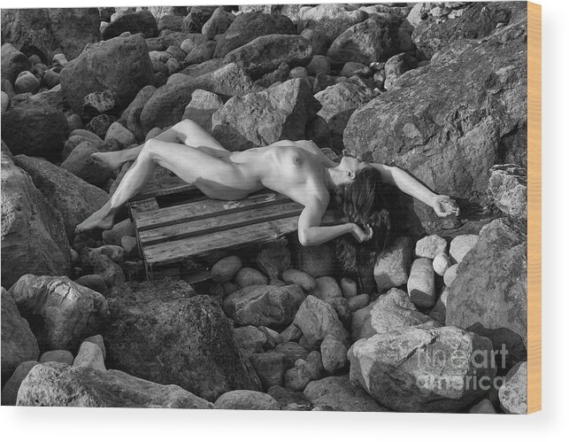 Clayton Wood Print featuring the photograph Rocky Nude Nov 2018 by Clayton Bastiani