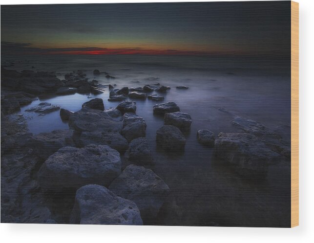 Wisconsin Wood Print featuring the photograph Rocky Shore by CA Johnson