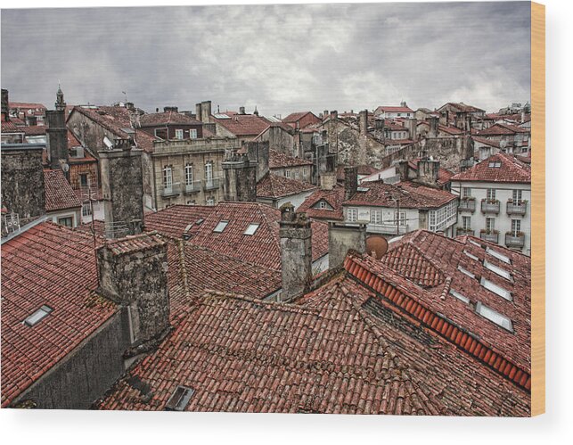 Design Wood Print featuring the photograph Roofs over Santiago by Angel Jesus De la Fuente