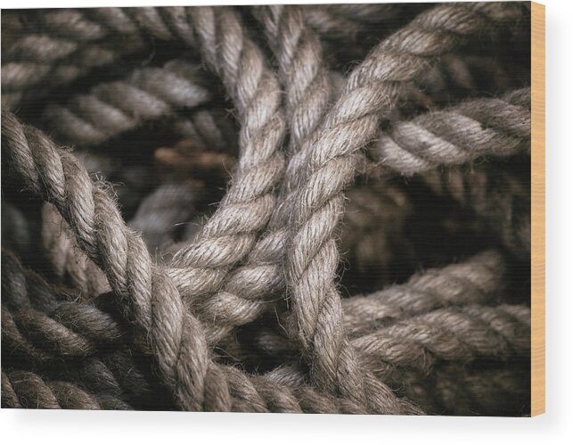 Abstract Wood Print featuring the photograph Rope Abstract by Tom Mc Nemar