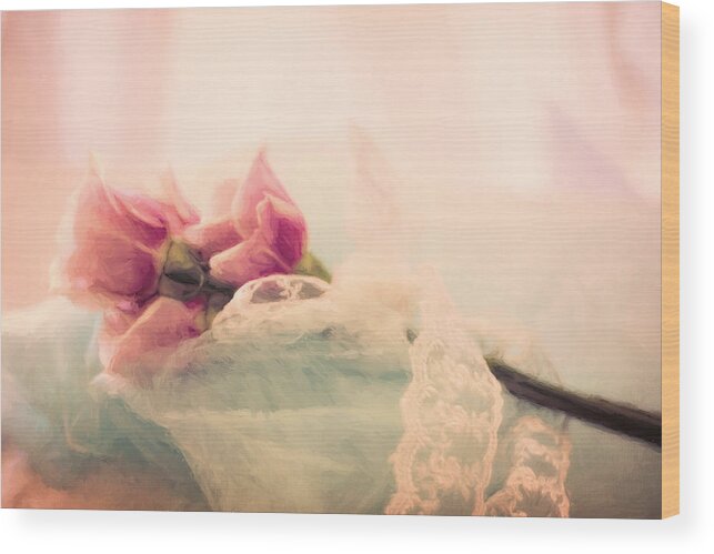 Art Wood Print featuring the photograph Roses and Lace by Lana Trussell