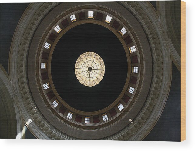 Wv Wood Print featuring the photograph Rotunda Chandelier - WV State Capitol Building by SC Shank