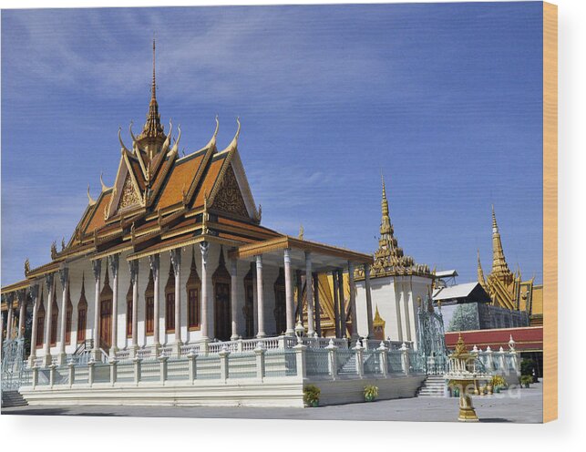 Royal Palace Wood Print featuring the photograph Roy Palace Cambodia 02 by Andrew Dinh