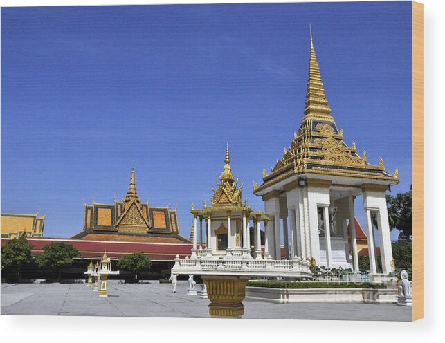 Royal Palace Wood Print featuring the photograph Roy Palace Cambodia 10 by Andrew Dinh