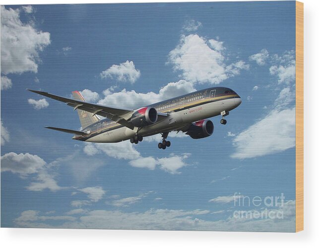 Boeing 787 Wood Print featuring the digital art Royal Jordanian 787 JY-BAF by Airpower Art