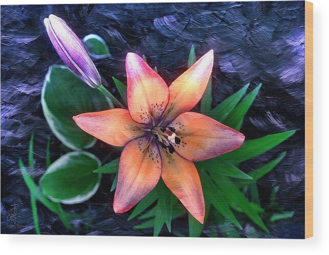 Lily Wood Print featuring the digital art Royal Sunset by Pennie McCracken