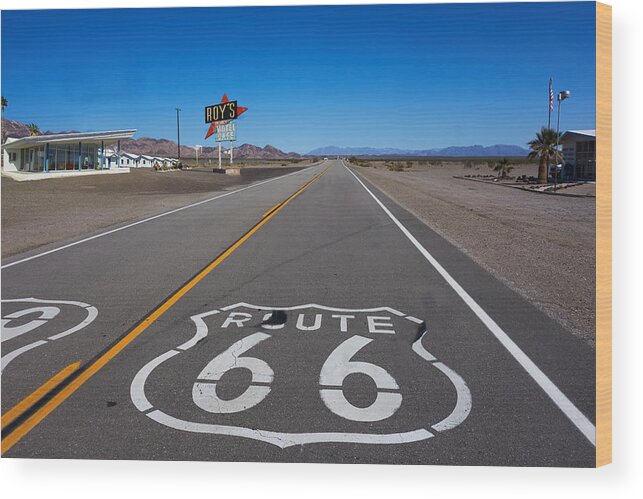 Route 66 Wood Print featuring the photograph Roy's Cafe by Steve Ondrus