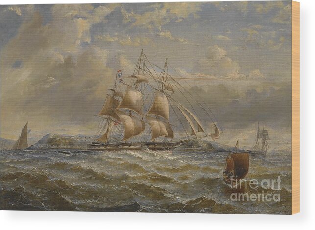 George Napier 1827 - 1869 Running Down The Firth Of Clyde Wood Print featuring the painting Running Down The Firth Of Clyde by MotionAge Designs