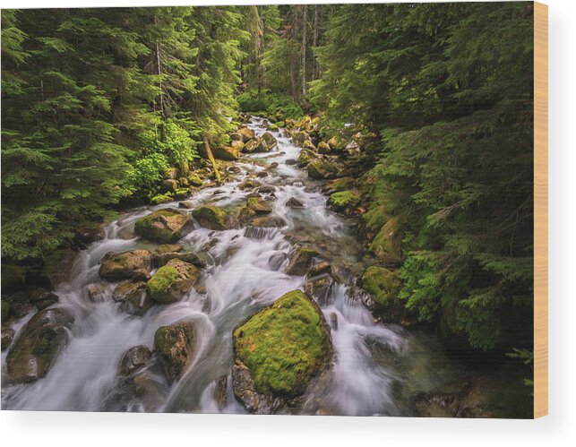 Rain Wood Print featuring the photograph Rushing River by Serge Skiba