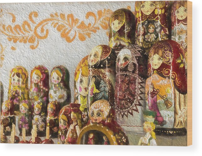 Matreshka Wood Print featuring the photograph Classic Russian Puzzle Dolls by John Williams