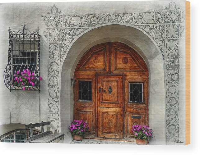 Switzerland Wood Print featuring the photograph Rustic Front Door by Hanny Heim