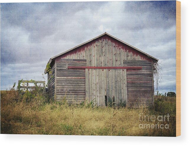 Red Barn Wood Print featuring the photograph Rustic Red Barn by Tamara Becker