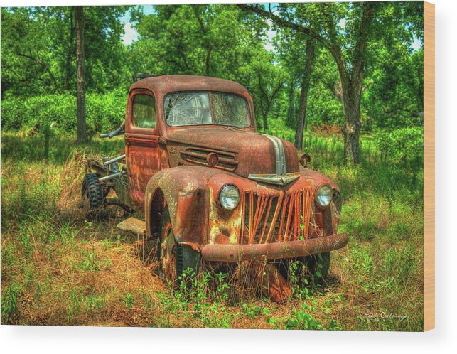 Reid Callaway Rusty Gold Wood Print featuring the photograph Rusty Gold 1947 Ford Stakebed Truck Art by Reid Callaway