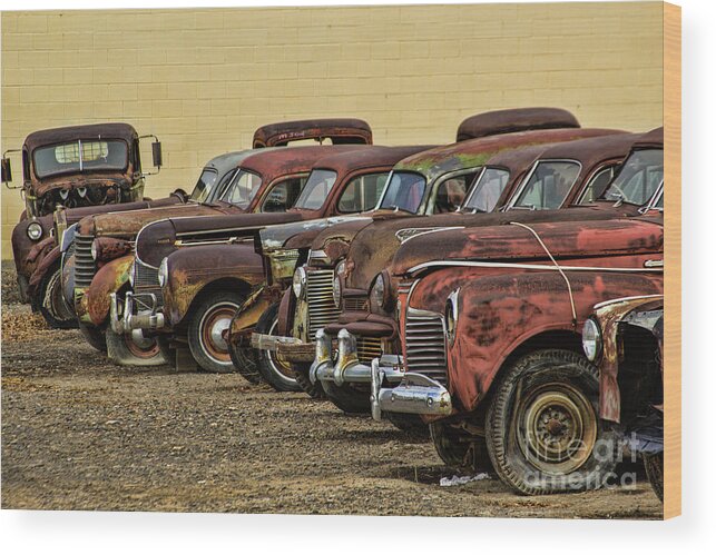 Cars. Vehicles Wood Print featuring the photograph Rusty Row by Steven Parker