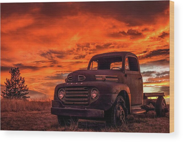 1948 Wood Print featuring the photograph Rusty Truck Sunset by Dawn Key