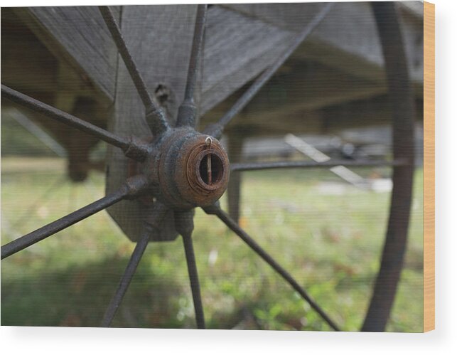 Pin Wood Print featuring the photograph Rusty Wagon Wheel by Doug Ash