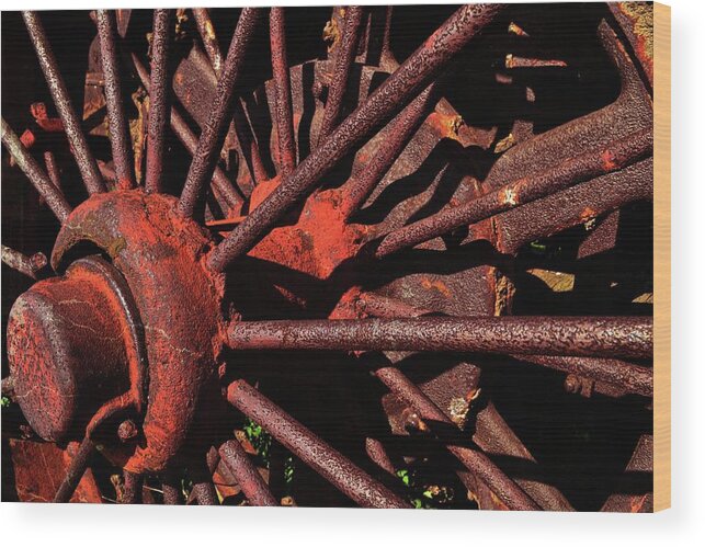 Vintage Farm Machinery Wood Print featuring the photograph Rusty Wheel by Michelle Calkins