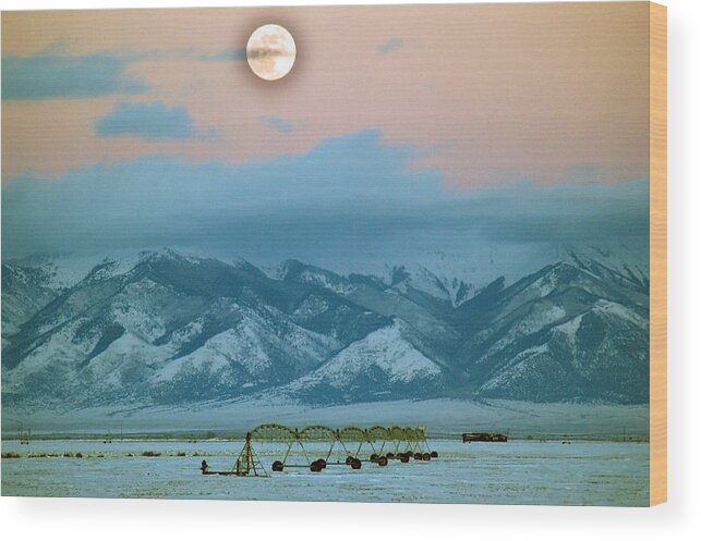 Saguache Wood Print featuring the photograph Sagauche Moon by Kevin Munro