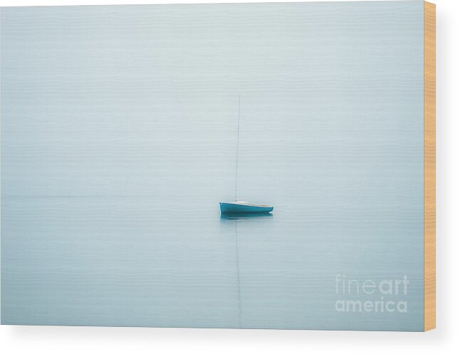 Nobody Wood Print featuring the photograph Sailboat in fog by John Greim