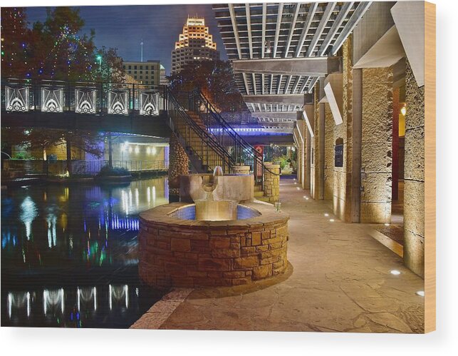 San Wood Print featuring the photograph San Antonio River Walk by Frozen in Time Fine Art Photography