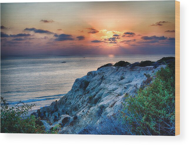 San Clemente Wood Print featuring the photograph San Clemente State Beach Sunset - California by Bruce Friedman