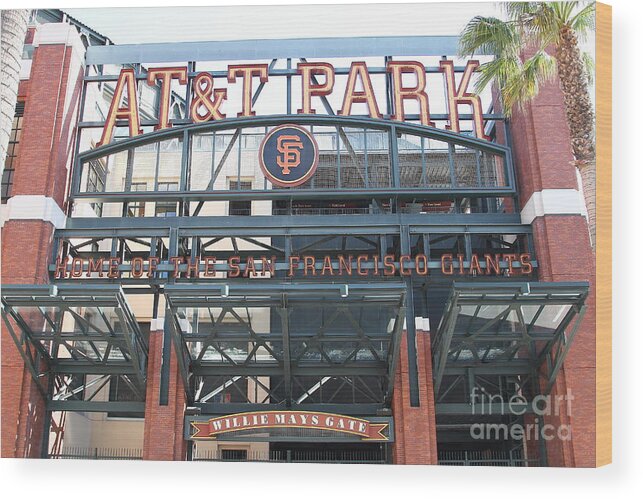 Sport Wood Print featuring the photograph San Francisco Giants ATT Park Willie Mays Entrance . 7D7635 by Wingsdomain Art and Photography
