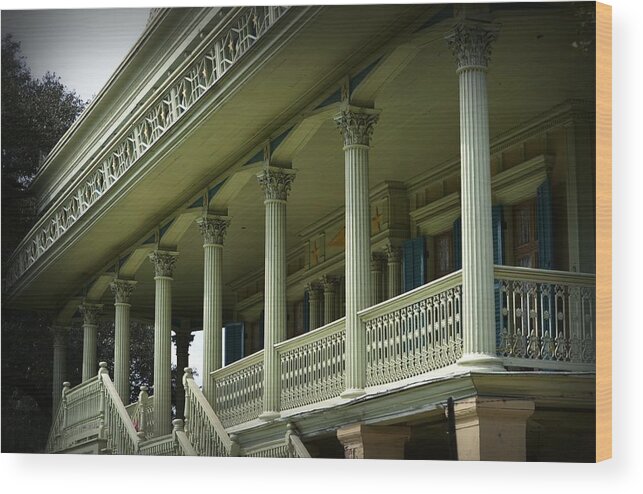 Southern Mansions Wood Print featuring the photograph San Francisco Plantation by Nadalyn Larsen
