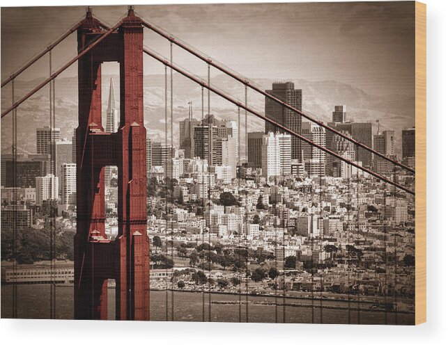 Golden Gate Wood Print featuring the photograph San Francisco through the Bridge by Matt Trimble