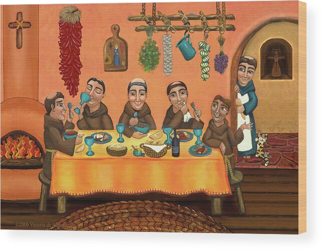 San Pascual Wood Print featuring the painting San Pascuals Table 2 by Victoria De Almeida