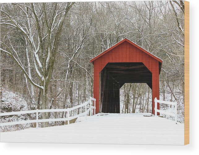Landscape Wood Print featuring the photograph Sandy Creek Covered Bridge by Holly Ross