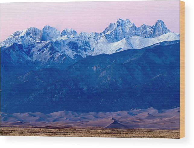 Sangre Wood Print featuring the photograph Sangre de Christo and The Great Sand Dunes National Park by Nicholas Blackwell