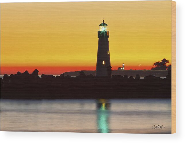 California Wood Print featuring the photograph Santa Cruz Lighthouses by Cheryl Strahl
